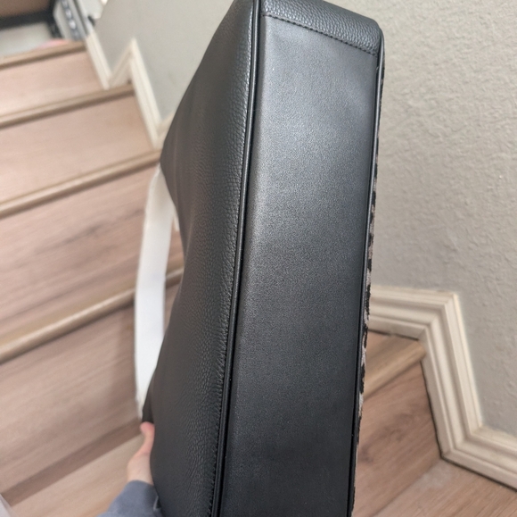 NWT MICHAEL KORS Nayla Medium Leopard Print Calf Hair Shoulder Bag In Black Noir - Picture 4 of 5